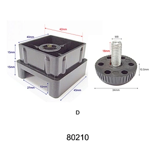 Adjustable Leveling Feet with square tube insert Screw Tube Insert 80210