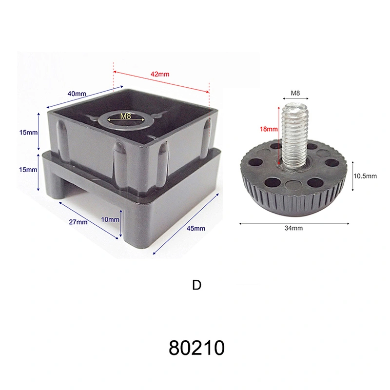Adjustable Leveling Feet with square tube insert Screw Tube Insert 80210