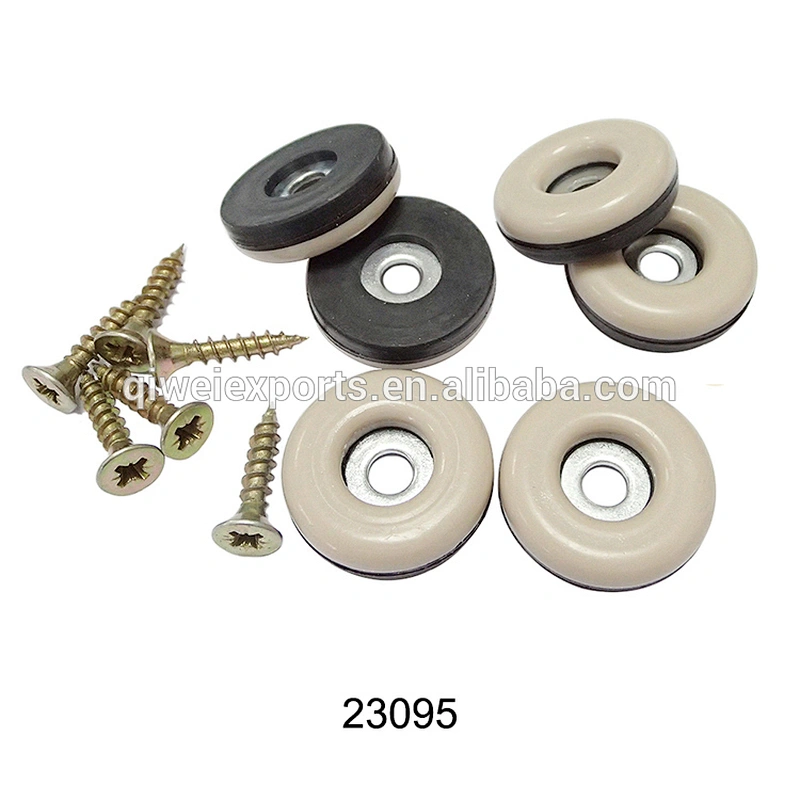Screw-on HDPE Easy Glides with screw for furniture legs 23095