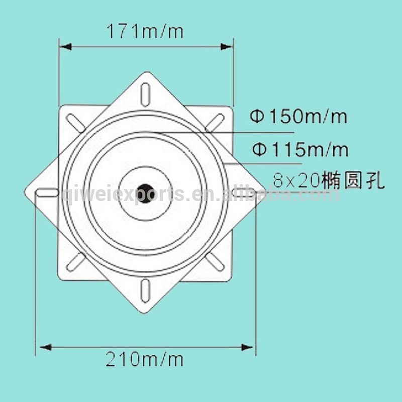 Metal ball bearings rotating swivel plate with round and square plate