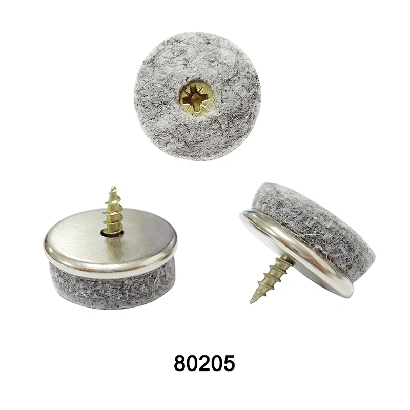 High Quality Nickel-plated Anti-slip Chair Leg Floor Protector Furniture Feet Felt Glides with screw 80205