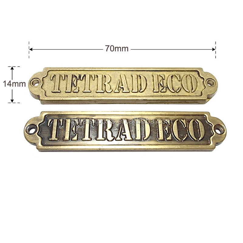 Furniture Metal Logo Plate with brass fitting nails,Embossed Metal logo Labels for furniture 90049/90050