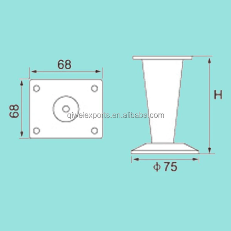 75*100mm metal legs for furniture with tapered base