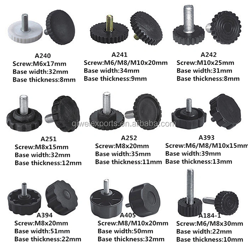 Black M6 Screw Hexagon  plastic  Chair glides for Cabinet A268