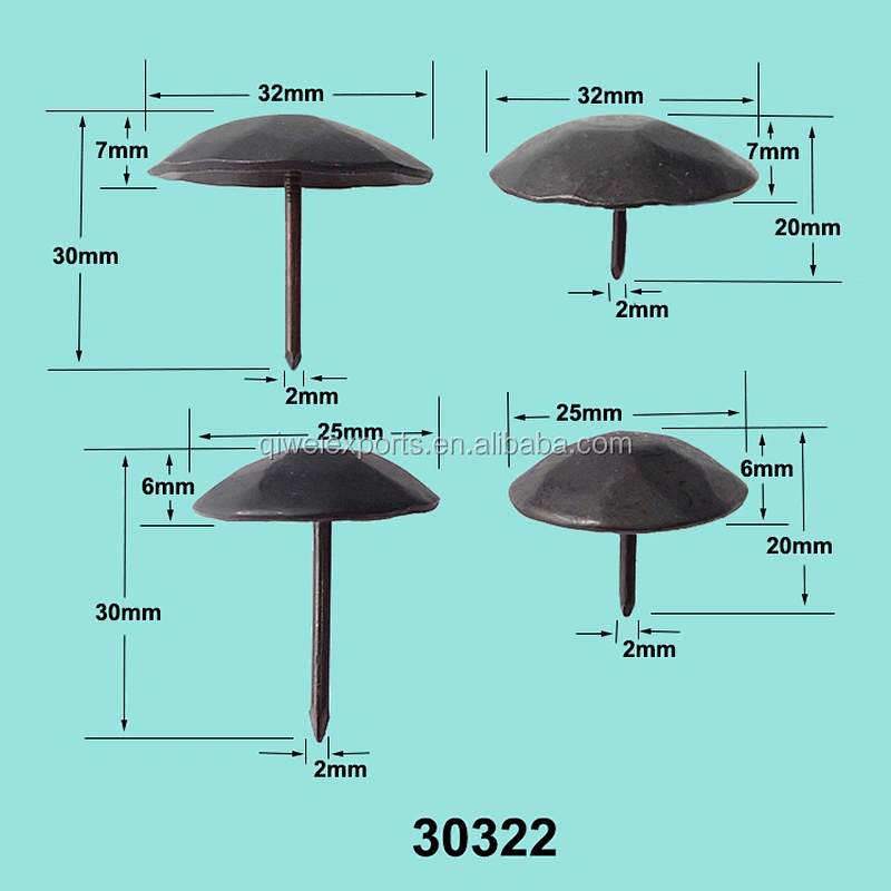DIA30mm Polygonal Matte Black Metal Furniture Nails 30322