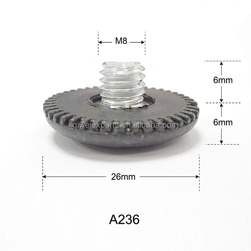 Black Small Tooth M8 Plastic Furniture Screw Leveling Adjustable Foot for Chair A236