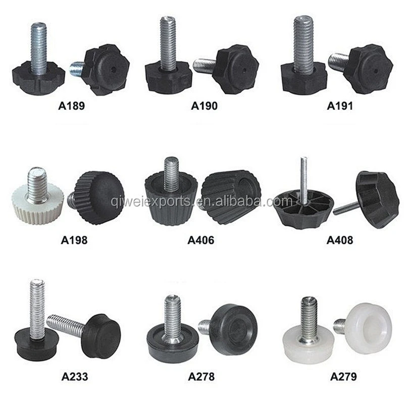 Adjustable plastic leveling feet for outdoor furniture