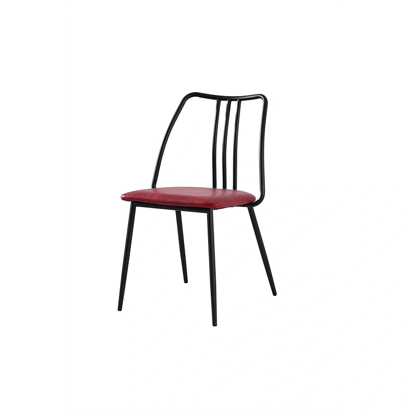 Industrial PU Leather Dining Chair, Iron Chair, Dining Chair, Room Iron Chair With Black Metal Legs