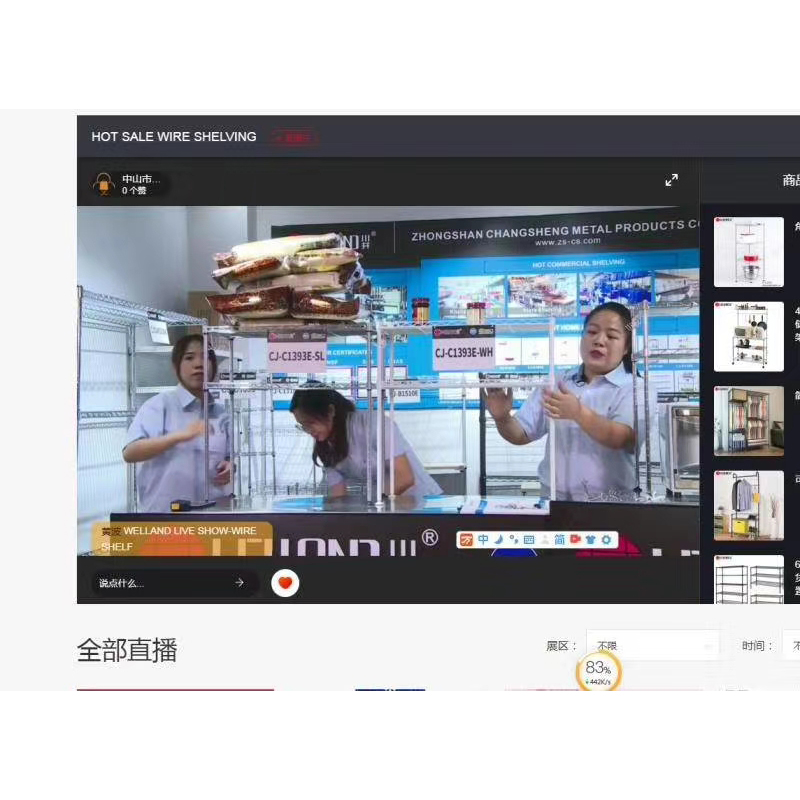 WELLAND Live Show of  Hot Sale E-Commerce Wire Shelving Rack in the 127th Canton Fair