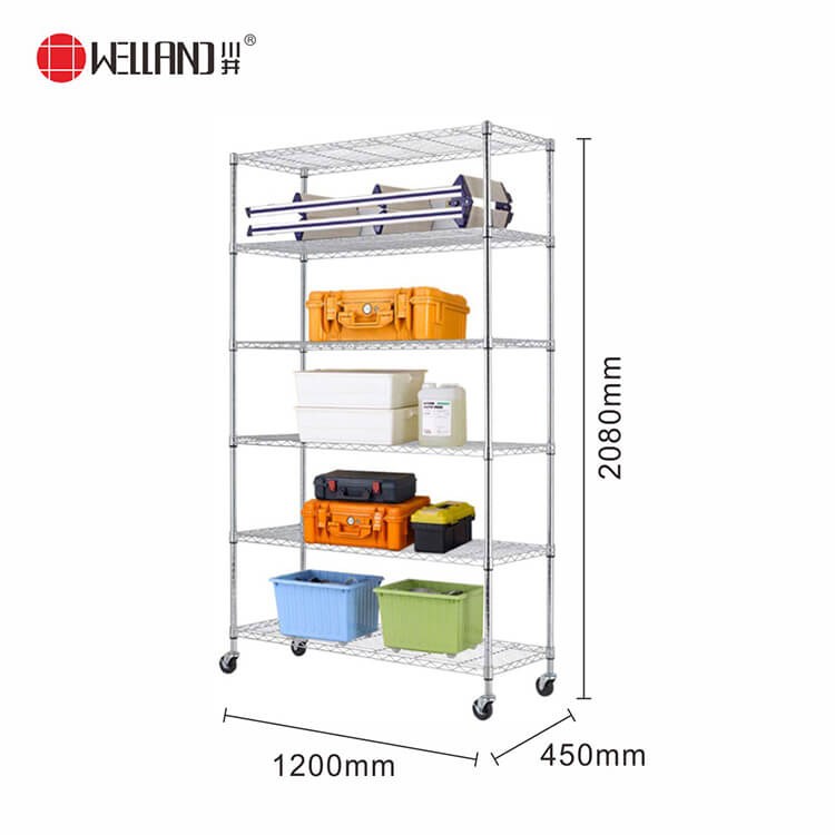 rolling chrome shelving 6 tiers