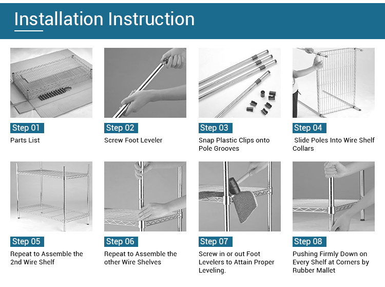 instructions d'assemblage de l'étagère en fil