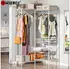L Shaped Metal Garment Rack with Sliding Baskets for Bedroom closet Storage