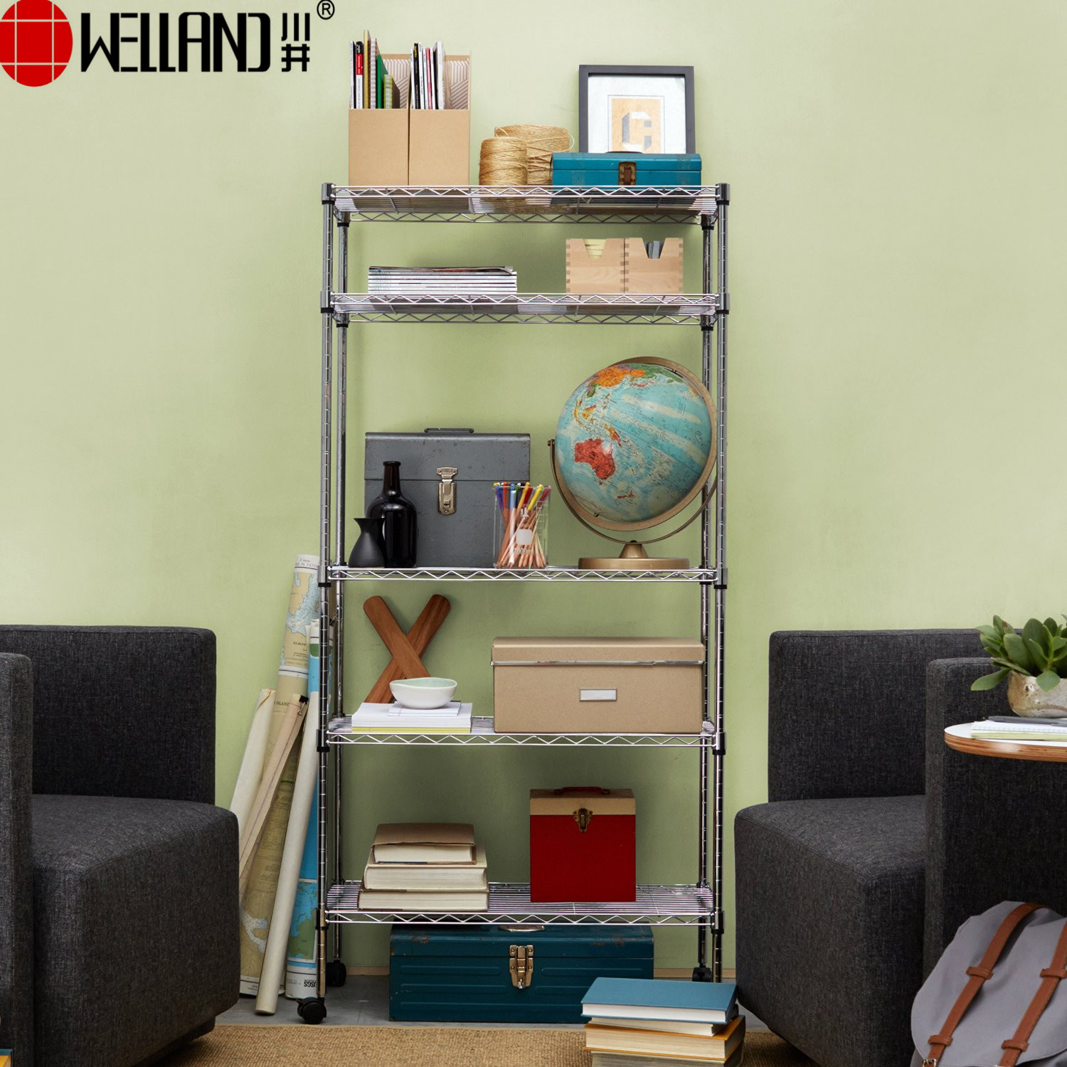 wire shelving for living room
