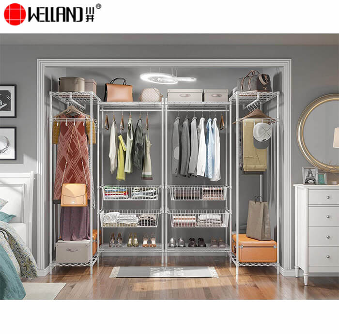 Metal Garment Rack with Sliding Baskets