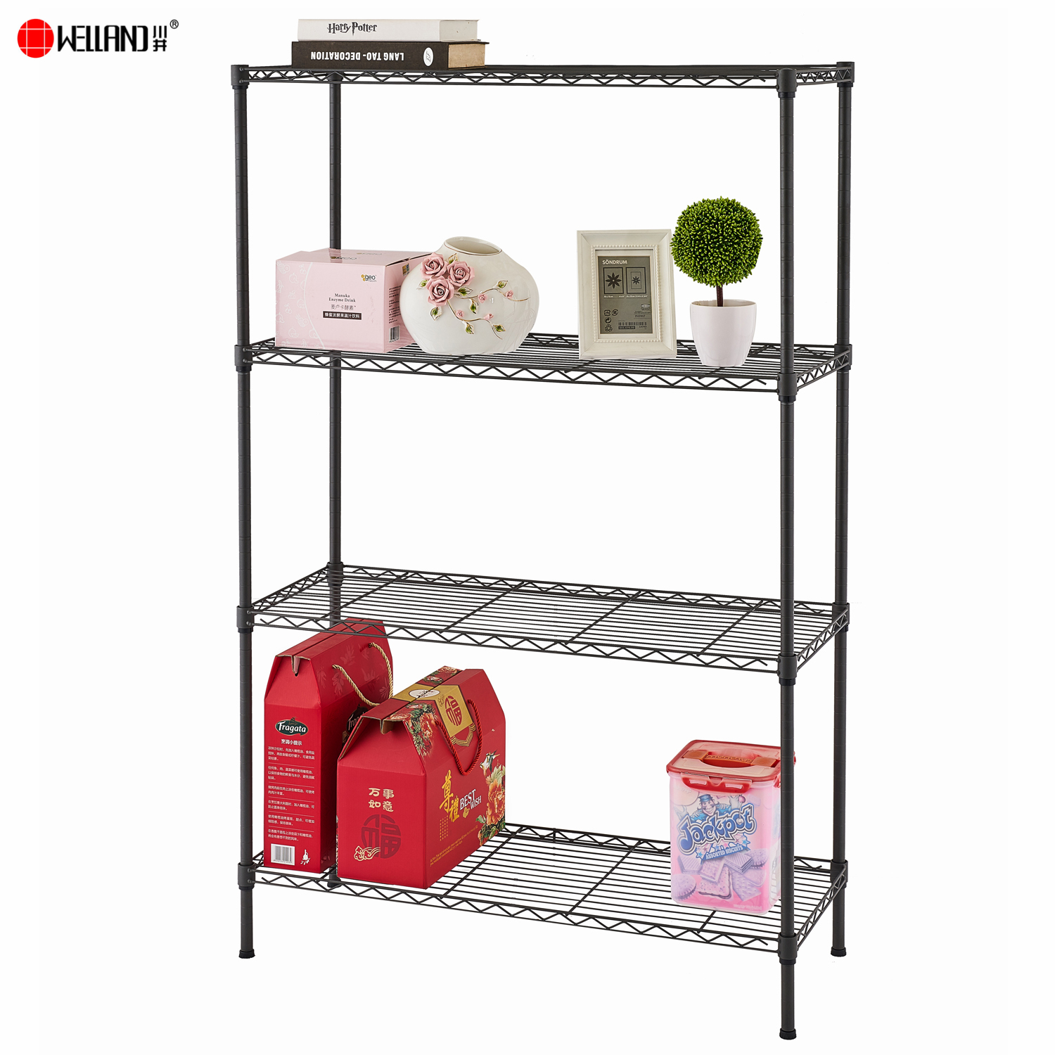 4-layer bookcase wire shelf