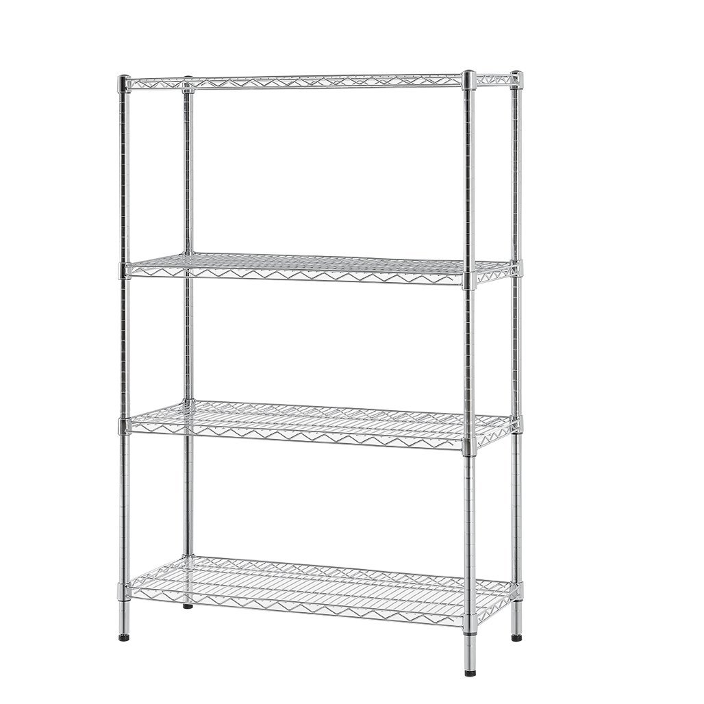Prateleiras modulares de fio de aço cromado de 4 camadas