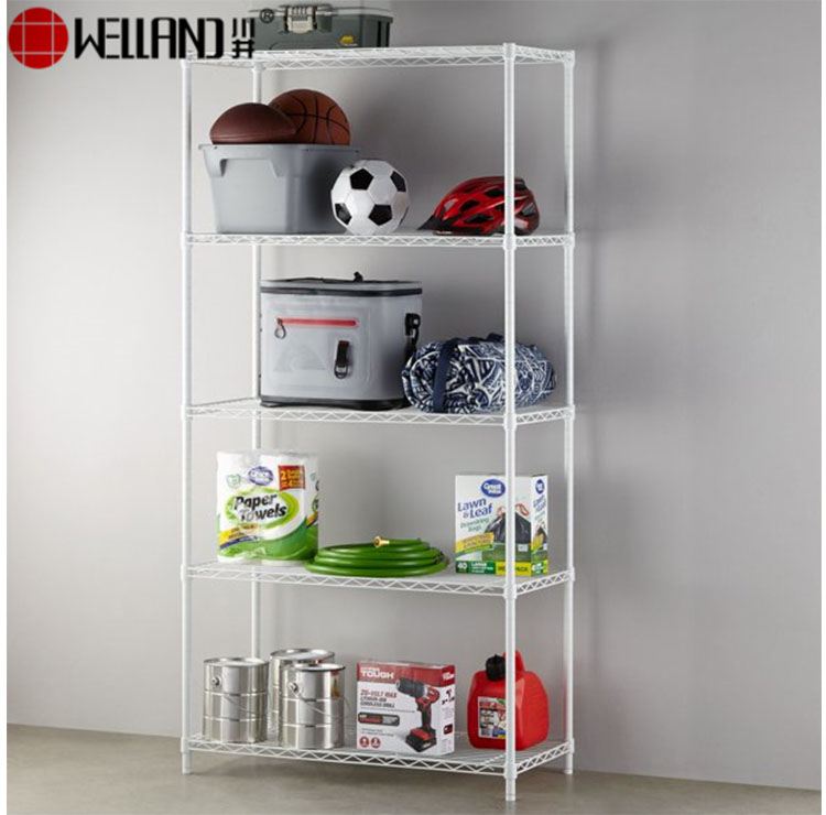 white wire shelving unit