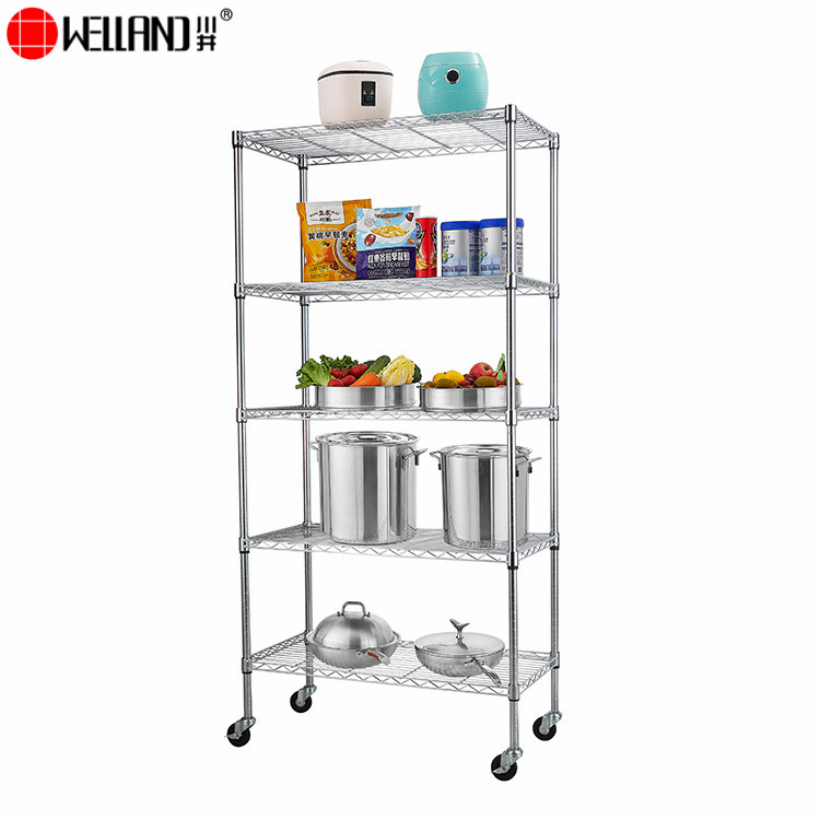 chrome shelving on wheels
