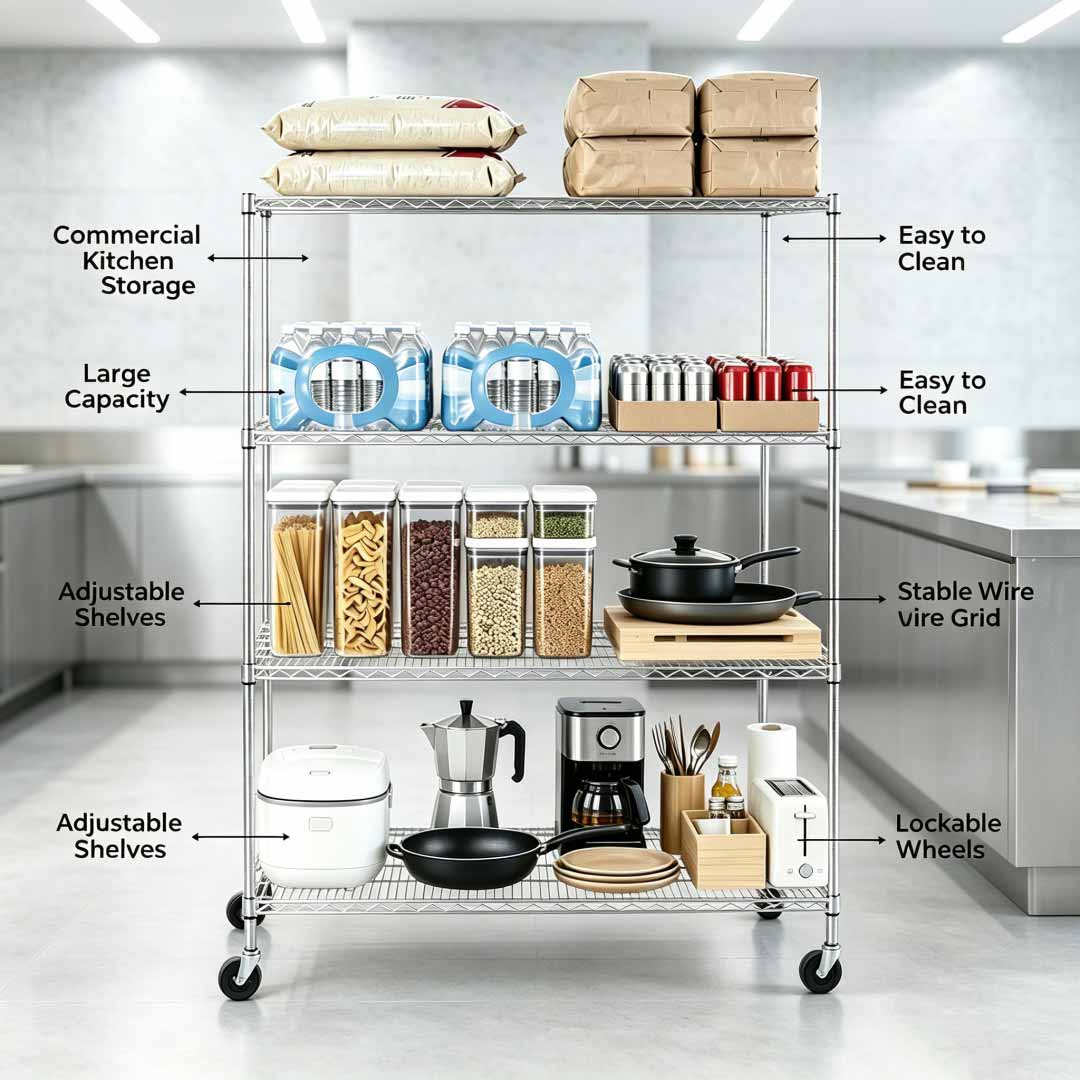Étagères de rangement pour restaurants