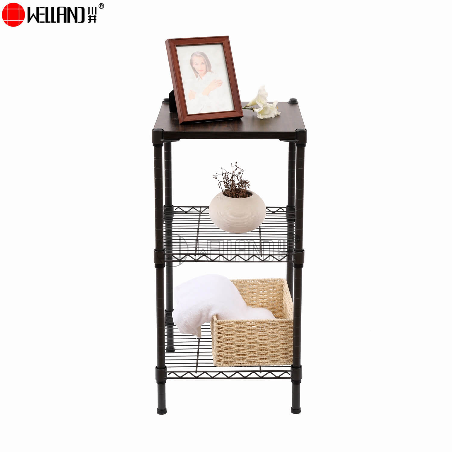 DIY 3 tier mini wire shelf for storage