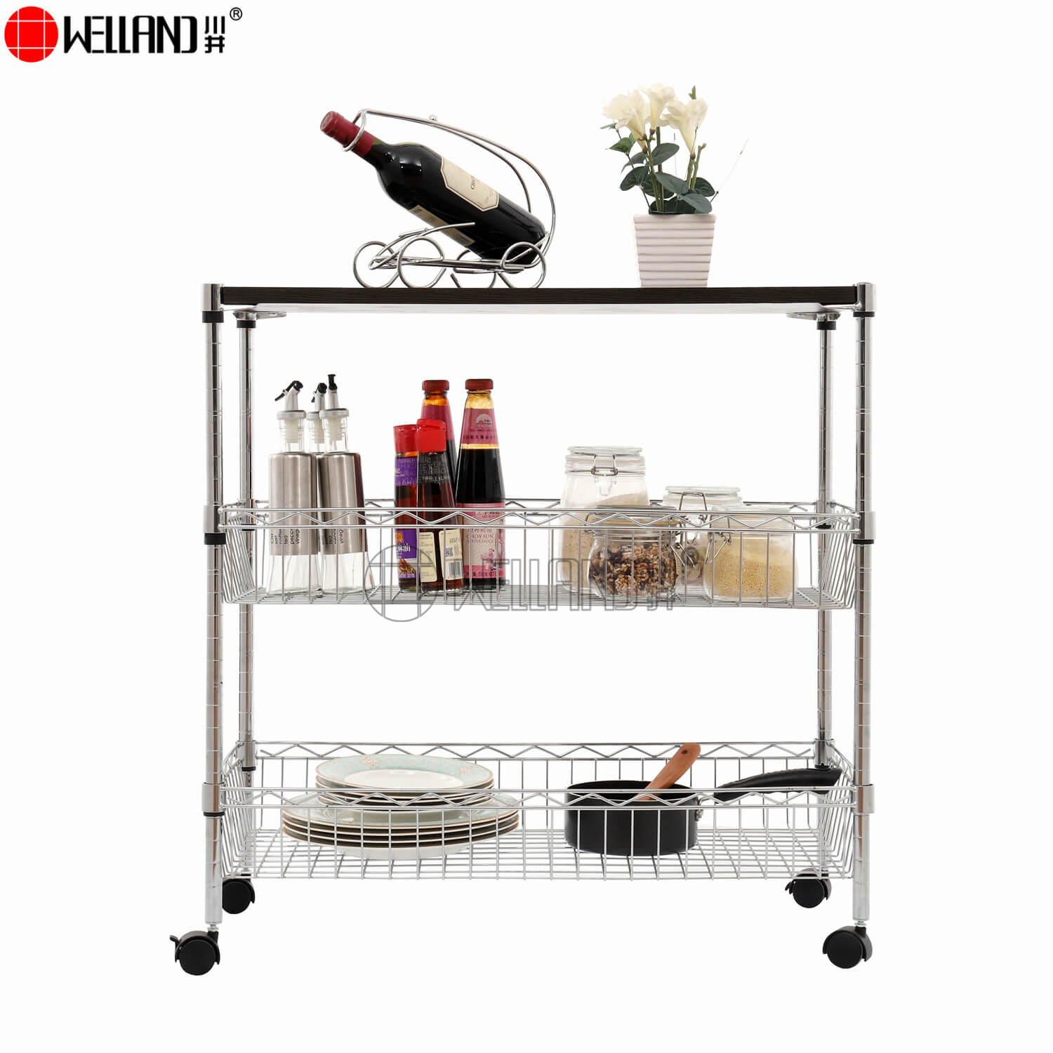3 tier kitchen food serving trolley