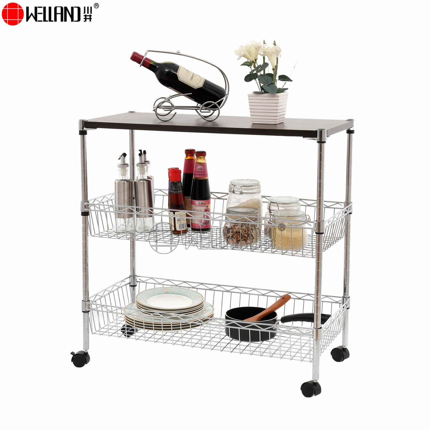 3 tier kitchen food serving trolley
