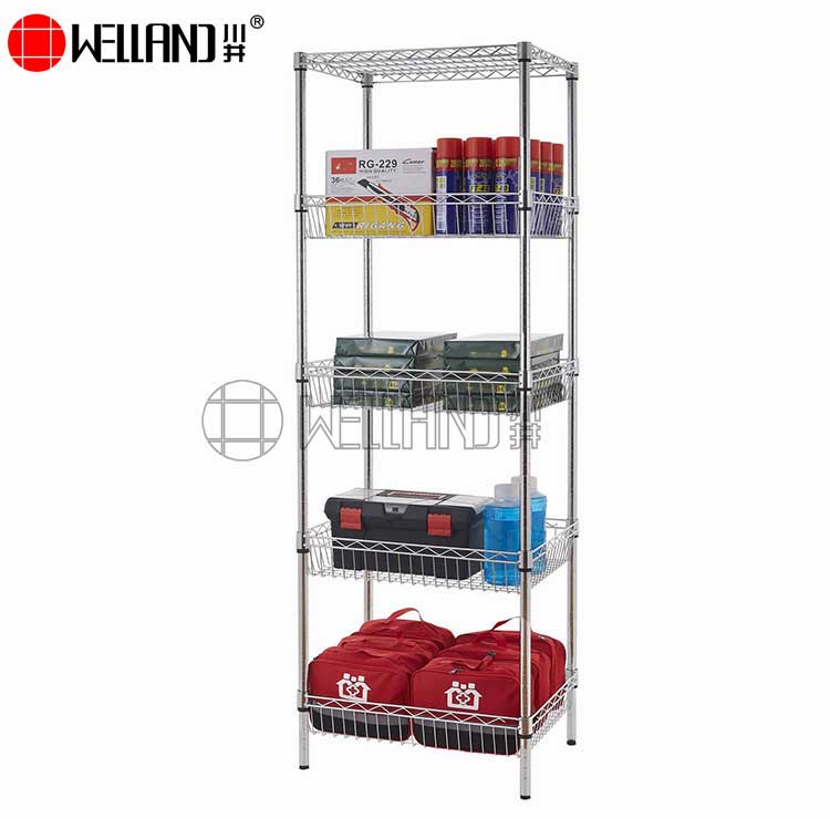 wire basket shelving unit