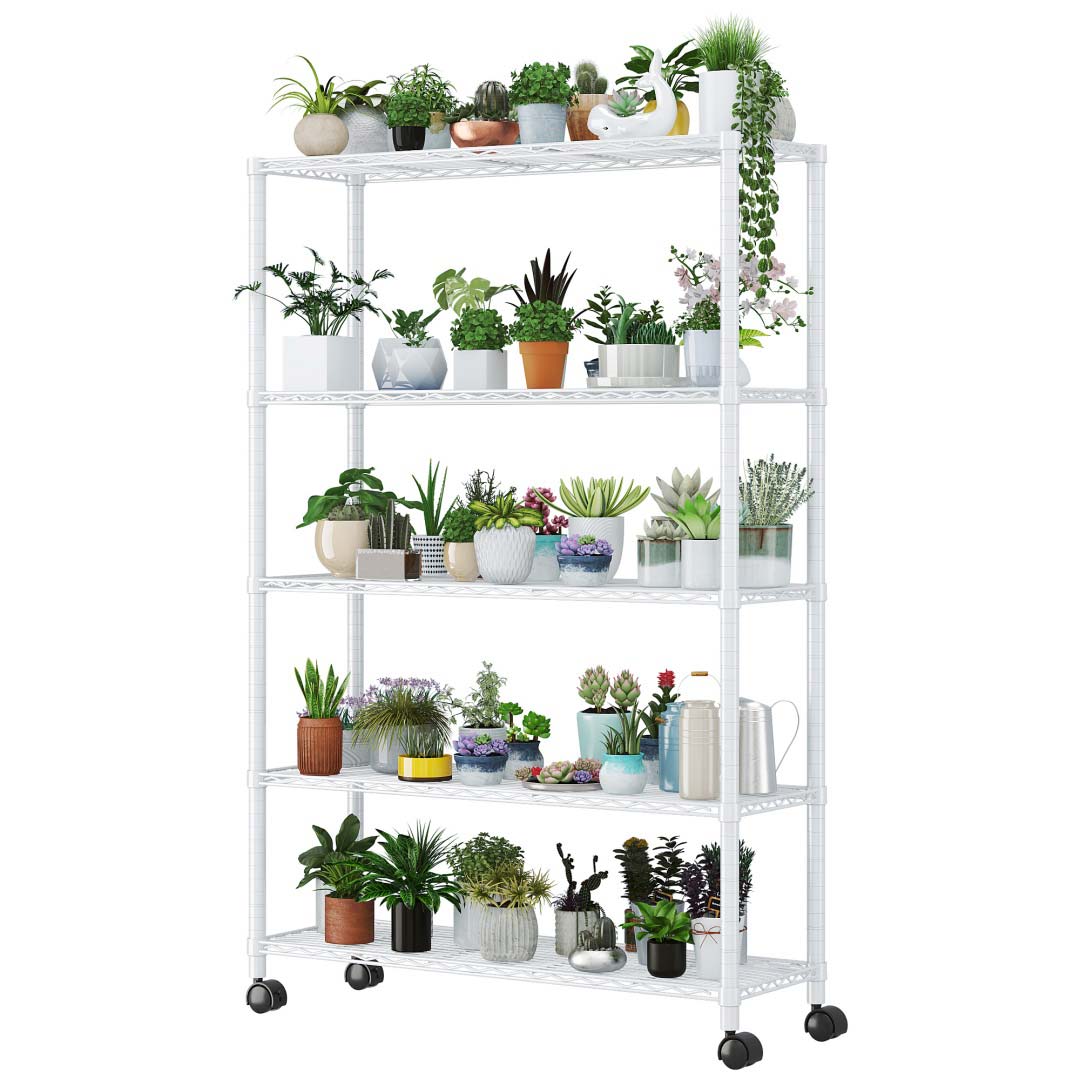 prateleira metálica para plantas