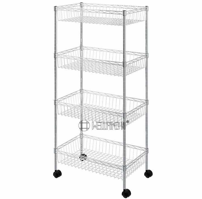 prateleiras de cesta de arame cromado