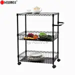 black 3-tier kitchen trolley with basket