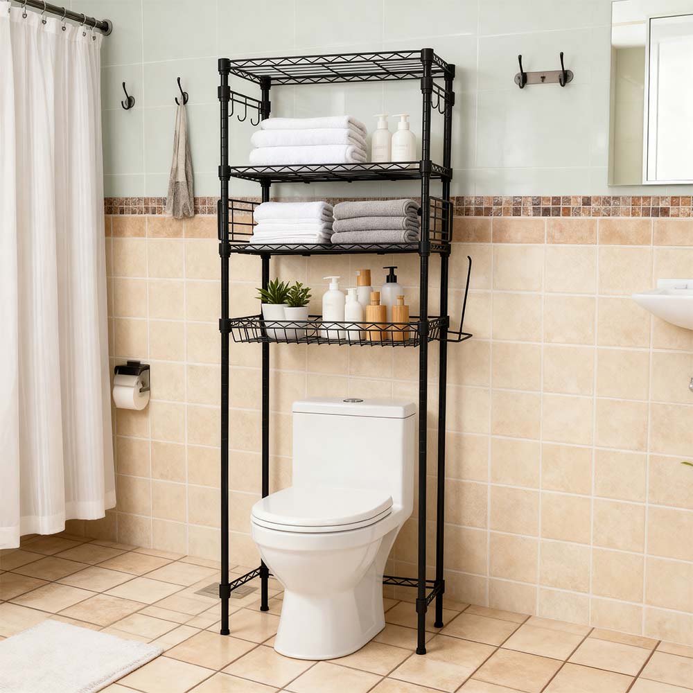 Au-dessus du support de rangement des toilettes