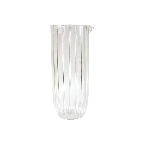 gold medal supplier custom clear Vertical stripes edges kettle Glass bottle Juice pot