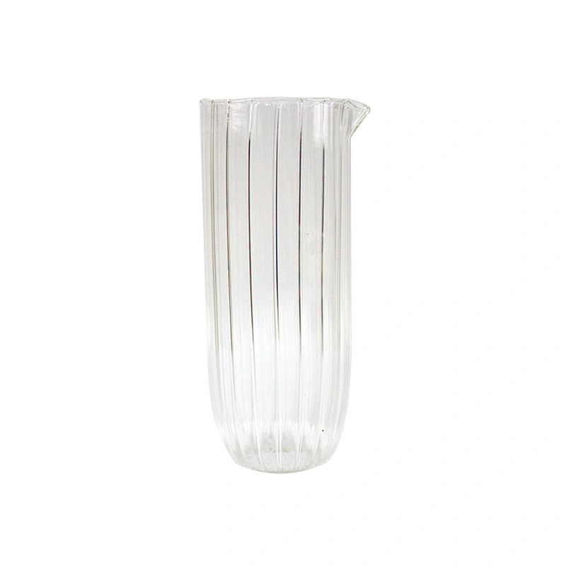 gold medal supplier custom clear Vertical stripes edges kettle Glass bottle Juice pot