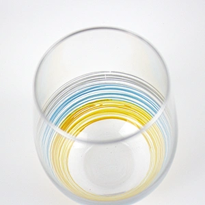 Blue-gray Yellow Vertical Bar Hand-painted Color Points Drink Cup Red Glass Wine