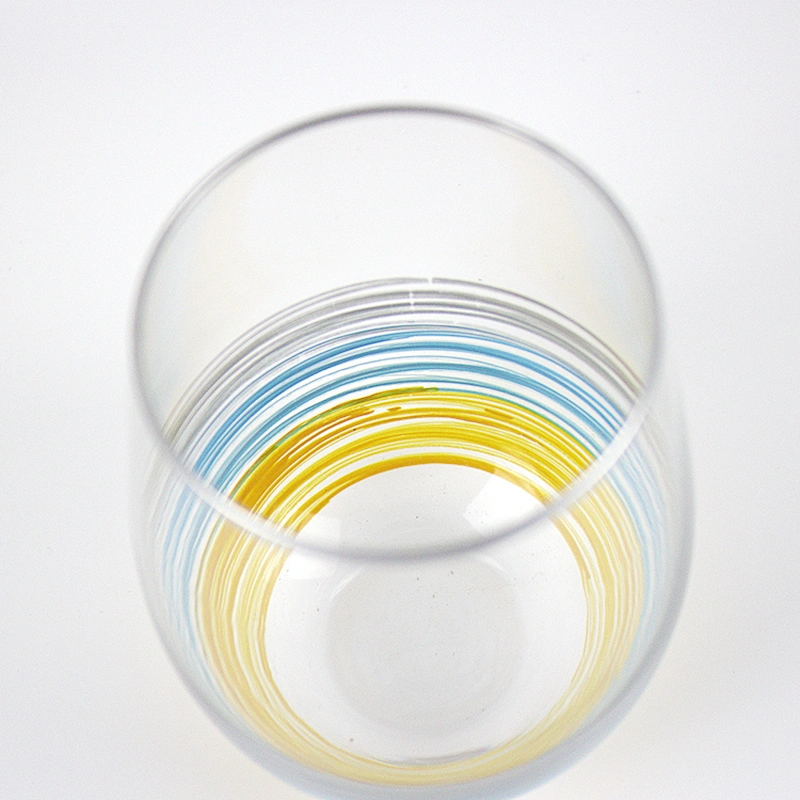 Blue-gray Yellow Vertical Bar Hand-painted Color Points Drink Cup Red Glass Wine