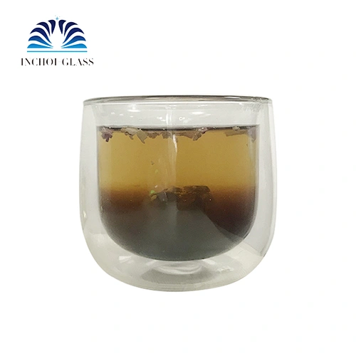 Amazon's Popular Lead-free Healthy Reusable Double Wall Drinking Glass/Glass Tea Cup/Coffee Glass