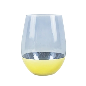 Blue Cylindrical Gold Plated Beer Drinking Water Glass