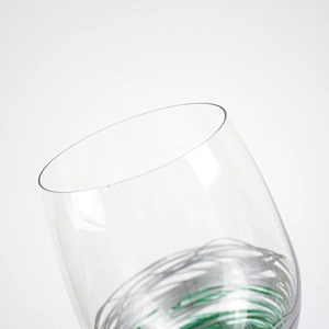 Green Art Design Hand-painted Decorative Pattern Red Wine Glass Goblet