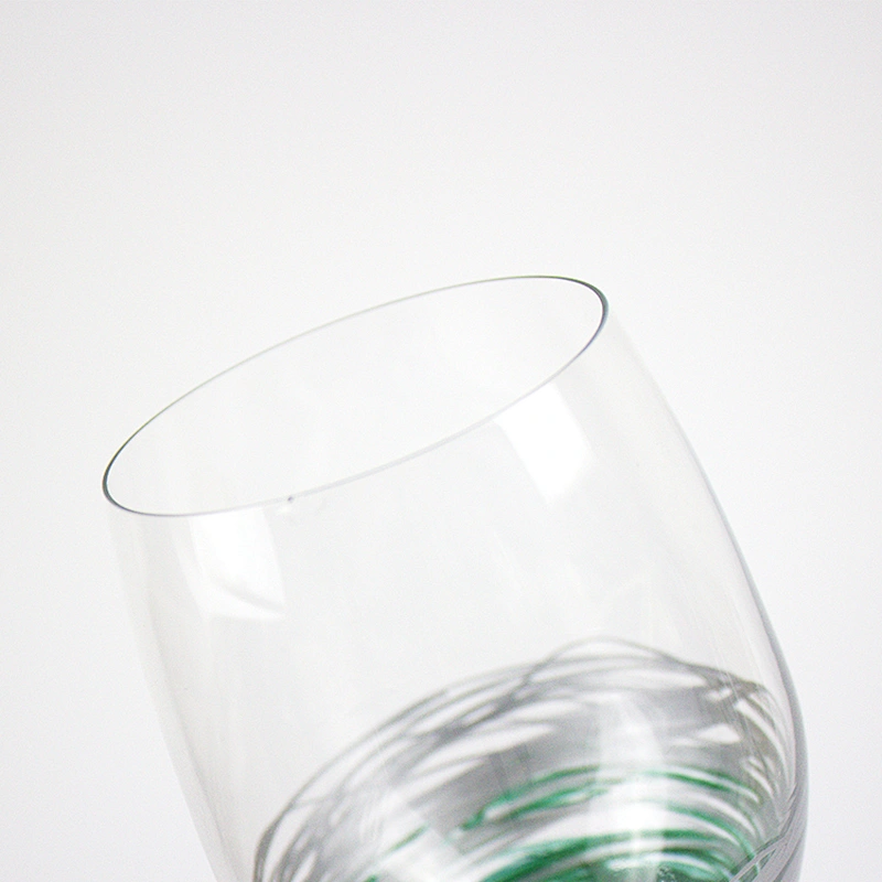 Green Art Design Hand-painted Decorative Pattern Red Wine Glass Goblet