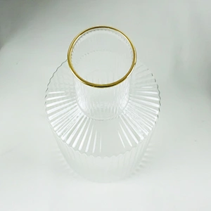 Golden Pattern Vertical Stripes Phnom Penh Glass Bottle Red Wine Decanter