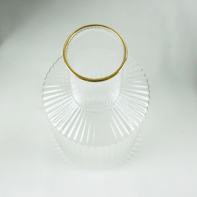 Golden Pattern Vertical Stripes Phnom Penh Glass Bottle Red Wine Decanter