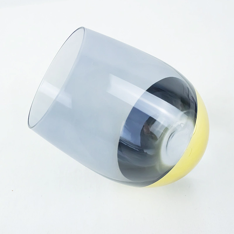 Blue Cylindrical Gold Plated Beer Drinking Water Glass