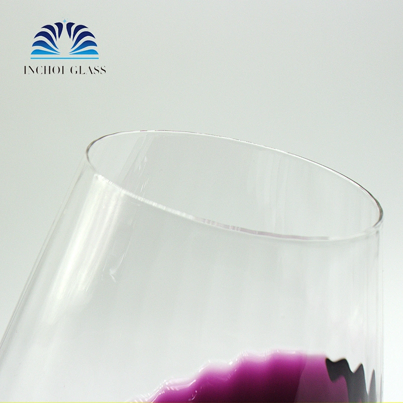 Es Wholesale 500ml tTable Vertical Stripe Edges Holder Crystal Wine Tumbler Glass Mugs