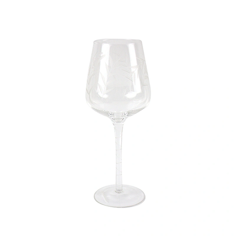 Lead-free Carving Leaves Decorative Pattern Red Wine Glass Goblet