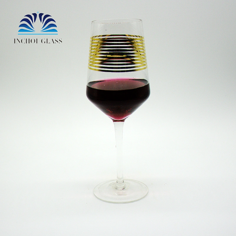 Gold Stripes Red Liquor Goblet Wine Glass Cup