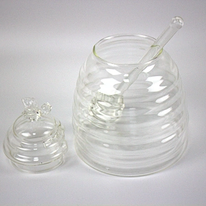 Cute Design Honey Crystal Clear Bee Shape Glass Storage Jar