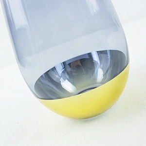 Blue Cylindrical Gold Plated Beer Drinking Water Glass