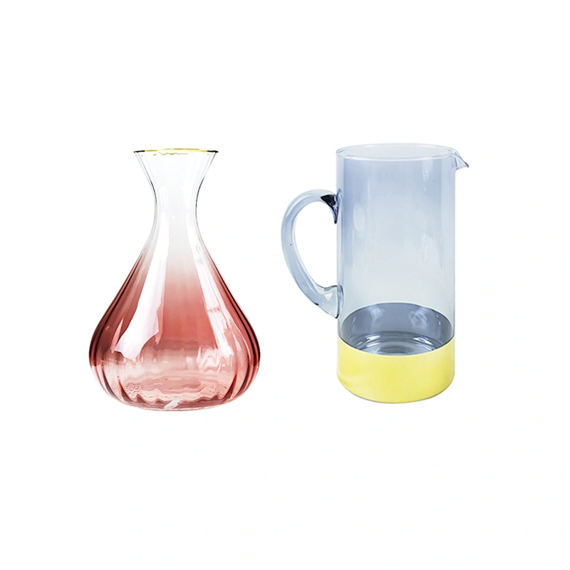 500ml Golden Background Color Pink Bule  Glass Bottle  Red Wine Decanter