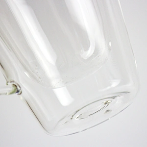 Double Deck Clear Crystal Glass With Handle Coffee Mug Tea Cup