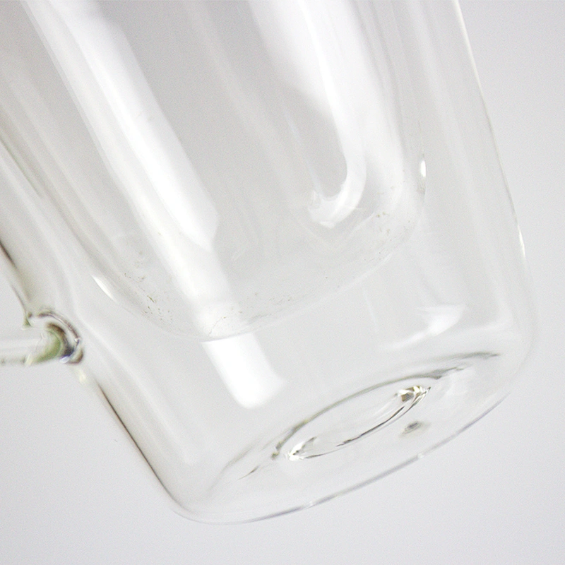 Double Deck Clear Crystal Glass With Handle Coffee Mug Tea Cup